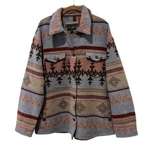 Threadgrit Juliana Aztec Shacket Women's XL Flannel Shirt Jacket Southwestern